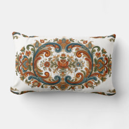 Cojín Lumbar Pintura Rosemaling Escandinava Antigua con Patrón 