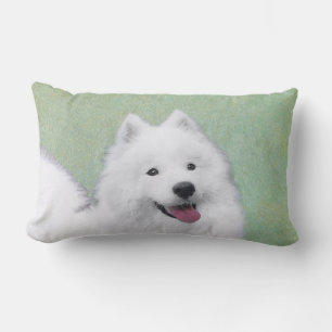 Cojín Lumbar Pintura Samoyed - Arte Perro Original Cuto