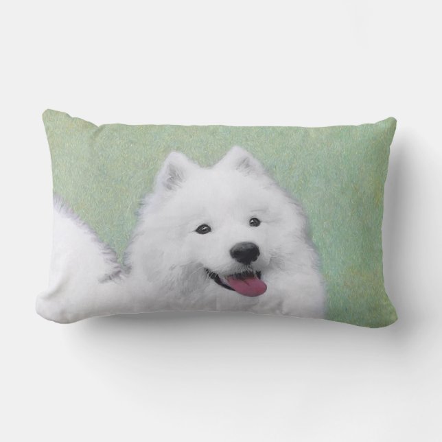 Cojín Lumbar Pintura Samoyed - Arte Perro Original Cuto (Anverso)