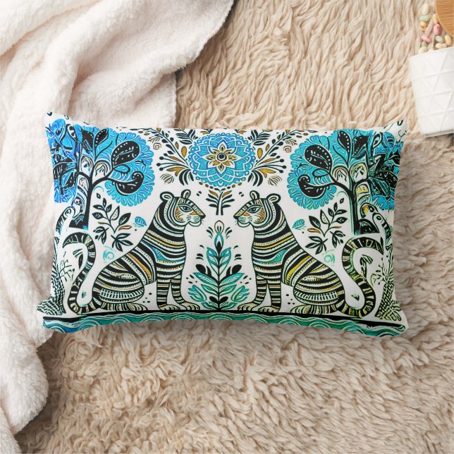 Cojín Lumbar pintura simple de madhubani (Manta)