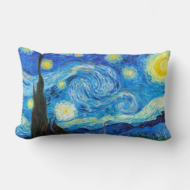 Cojín Lumbar Pintura vibrante de la noche Vincent Van Gogh Star (Anverso)