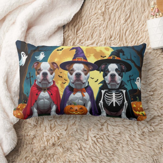Cojín Lumbar Pitbull Dogs Pumpkin Halloween Funny (Manta)