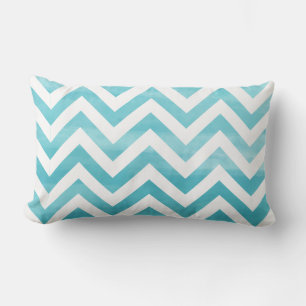 Cojín Lumbar PixDezines acuarela digital chevron/azul