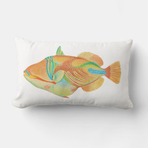 Cojín Lumbar PixDezines nakunuku, fondo hawaiano de peces/diy
