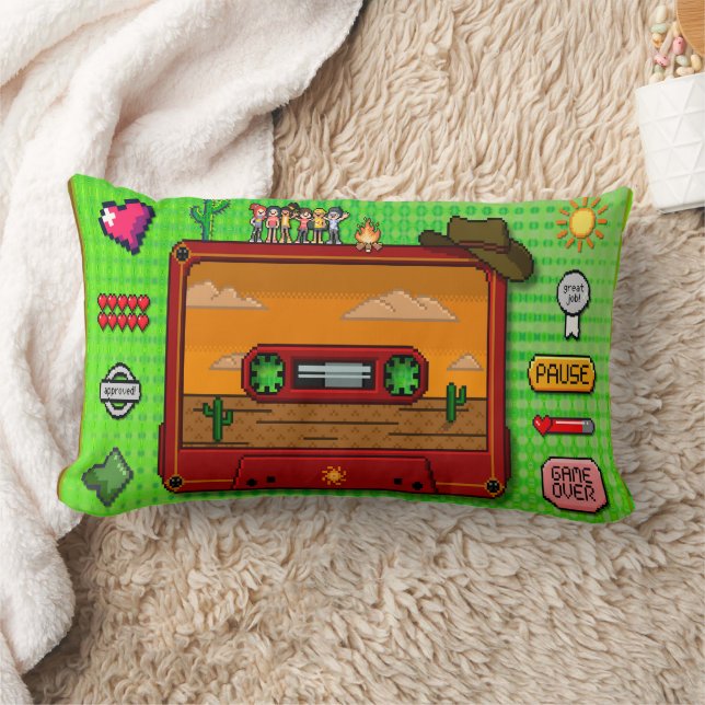 Cojín Lumbar Pixel art denim  (Manta)