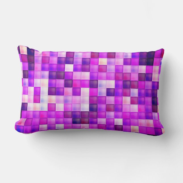 Cojín Lumbar Pixels Pink Square Pattern (Anverso)