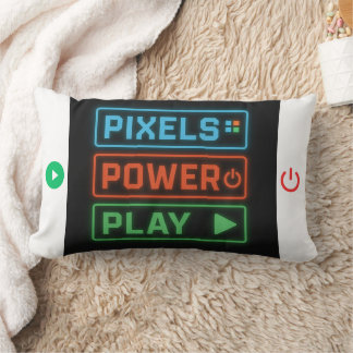 Cojín Lumbar Pixels Power Play Gamer Pillow – Retro Pixel Art F