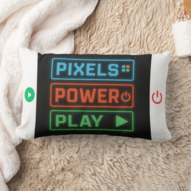Cojín Lumbar Pixels Power Play Gamer Pillow – Retro Pixel Art F (Manta)