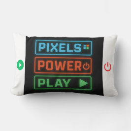 Cojín Lumbar Pixels Power Play Gamer Pillow – Retro Pixel Art F