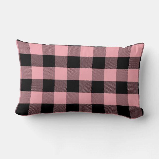 Cojín Lumbar Placa de búfalo rosa y negro claro (Reverso )