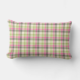 Cojín Lumbar Placa de cosecha blanca rosa y verde limón