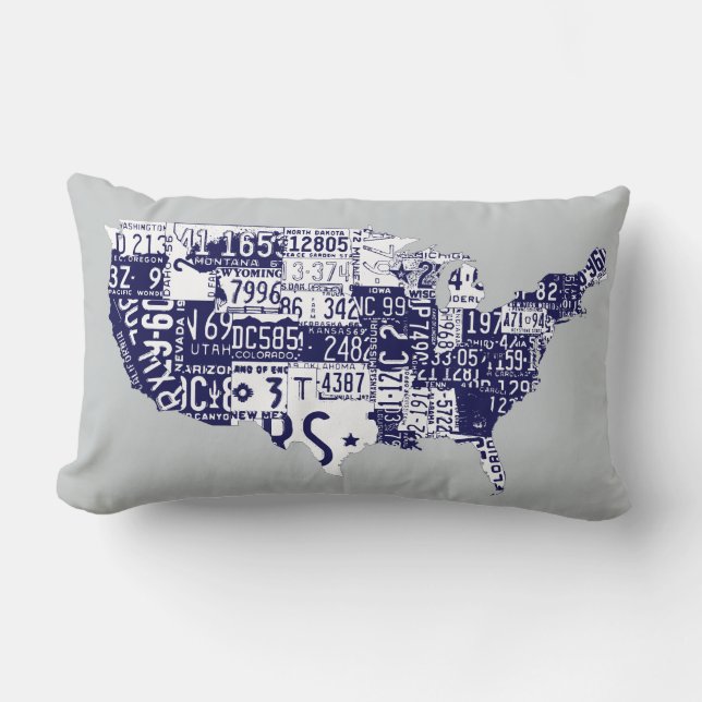 Cojín Lumbar placas de matrícula de EE.UU. azul (Anverso)