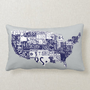 Cojín Lumbar placas de matrícula de EE.UU. azul