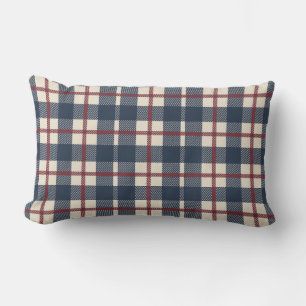 Cojín Lumbar Plaid A Cuadros Patrimonio Tinta Marina