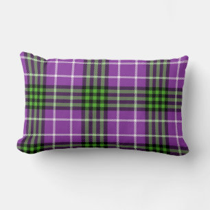 COJÍN LUMBAR PLAID DE HALLOWEEN INSPIRADO PURPURA Y VERDE