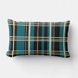 Cojín Lumbar Plaid Tradicional Negro, Crema de Mantequilla, Ver