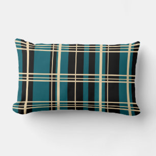 Cojín Lumbar Plaid Tradicional Negro, Crema de Mantequilla, Ver