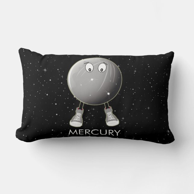 Cojín Lumbar Planeta Mercurio y estrellas (Anverso)