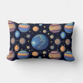 Cojín Lumbar Planetas y Estrellas Coloridos Decoración para Dor