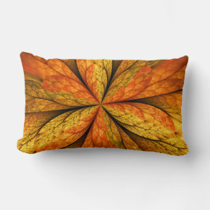 Cojín Lumbar Planta de otoño, hoja de arte fractal abstracta mo