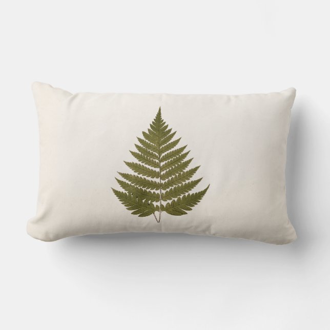 Cojín Lumbar Plantilla de la hoja del helecho del verde verde (Anverso)