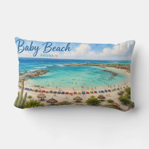 Cojín Lumbar Playa Baby Aruba Recuerdo de viaje al Caribe