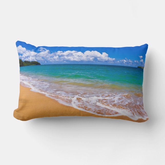 Cojín Lumbar Playa Vacía Y Aguas Azules (Anverso)