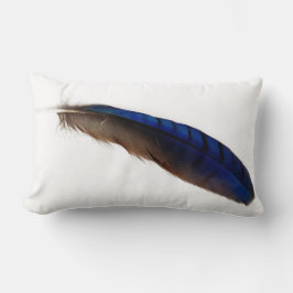 Cojín Lumbar Pluma azul moderna fresca en blanco