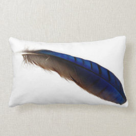 Cojín Lumbar Pluma azul moderna fresca en blanco