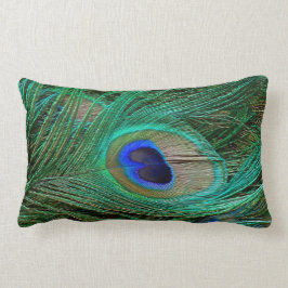 Cojín Lumbar Pluma de pavo real azul india