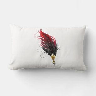 Cojín Lumbar Pluma de plumas rojas con nido de oro