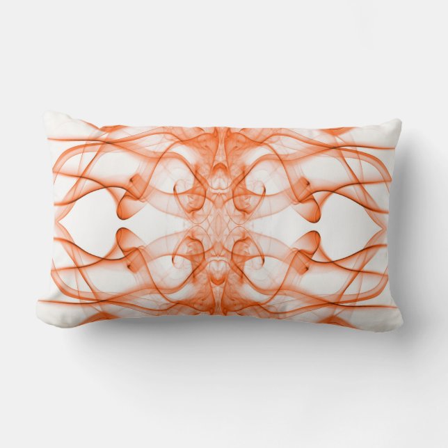 Cojín Lumbar Plumas de humo Naranja en blanco (Anverso)