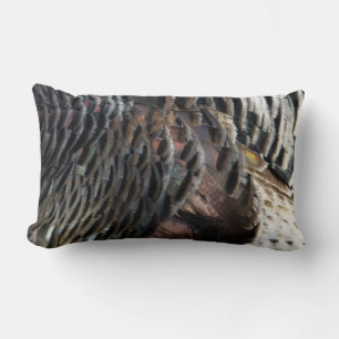 Cojín Lumbar Plumas de pavo silvestre I Diseño abstracto de la