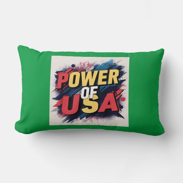 Cojín Lumbar Poder de USA Pillow - Audaz Diseño Patriótico (Anverso)