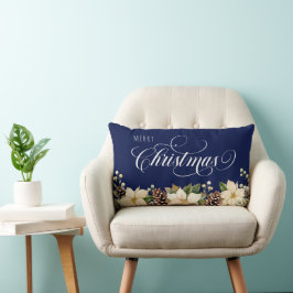 Cojín Lumbar Poinsettia de los Navidades blancos