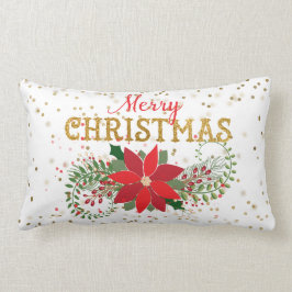 Cojín Lumbar Poinsettia, la Purpurina de oro navideño