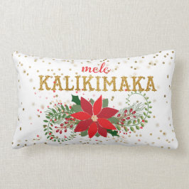Cojín Lumbar Poinsettia, Purpurina de oro de Mele Kalikimaka