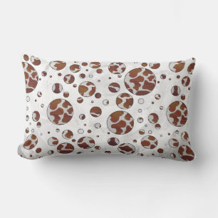 Cojín Lumbar Polka Dot Cow impresión en blanco y marrón