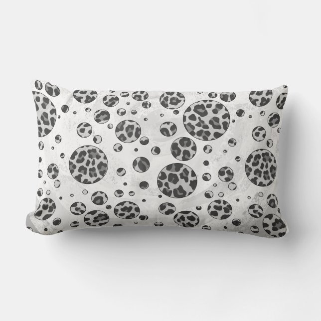 Cojín Lumbar Polka Dot Leopardo Diseño en blanco y negro (Anverso)
