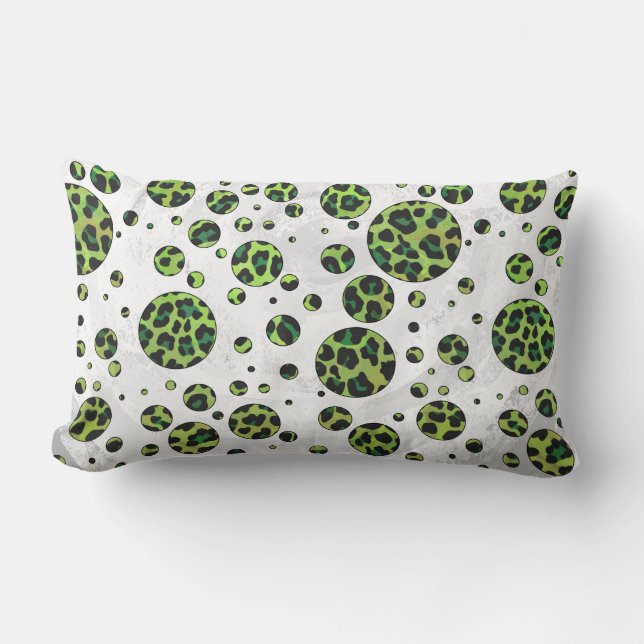 Cojín Lumbar Polka Dot Leopardo Negro y Verde (Anverso)