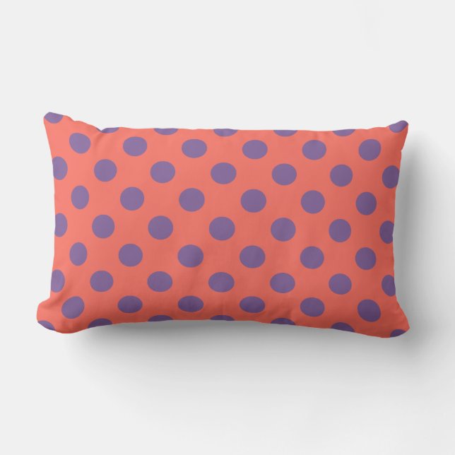 Cojín Lumbar Pos de la polka de coral violeta y viva (Anverso)