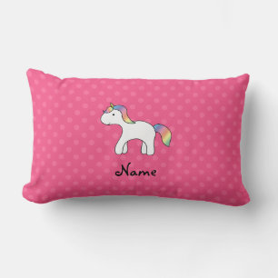 Cojín Lumbar Pos de polka rosa de unicornio de bebé arcoiris pe
