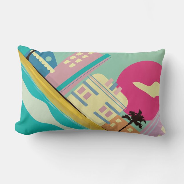 Cojín Lumbar Poster de Miami de los años 80 (Anverso)