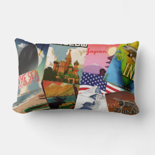 Cojín Lumbar Posters de Viajes de Vintage
