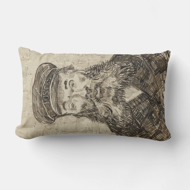 Cojín Lumbar Postman Joseph Roulin (Esbozo Sepia) (de van Gogh) (Anverso)