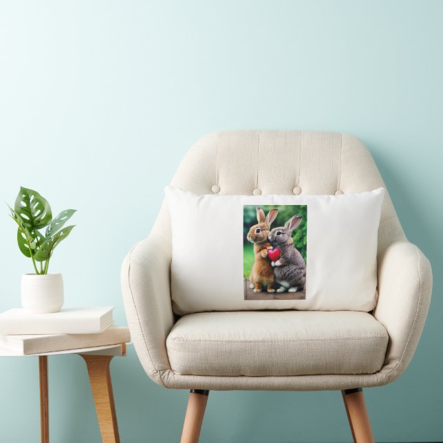 Cojín Lumbar "Premium White Rabbit Photo Cushion: Add Charm to  (Silla)