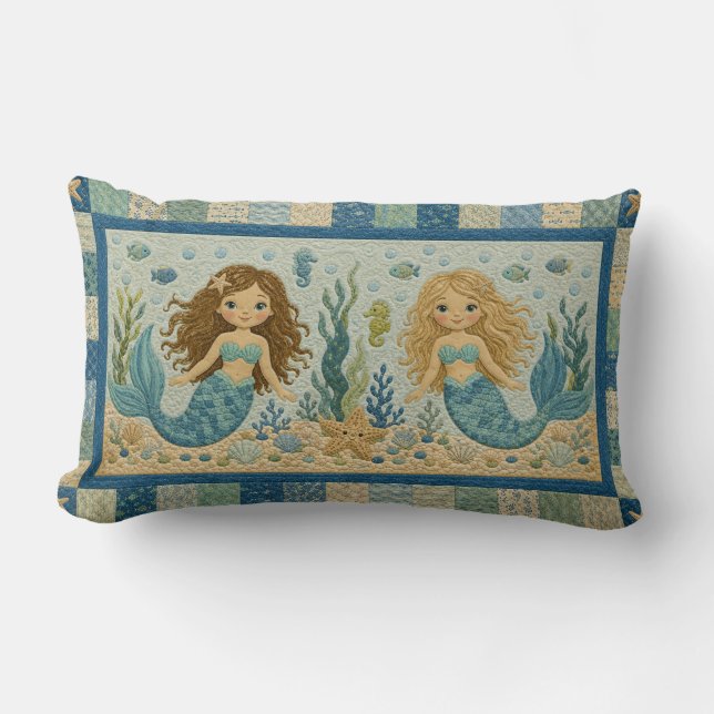 Cojín Lumbar Pretty Mermaid Quilt (Anverso)