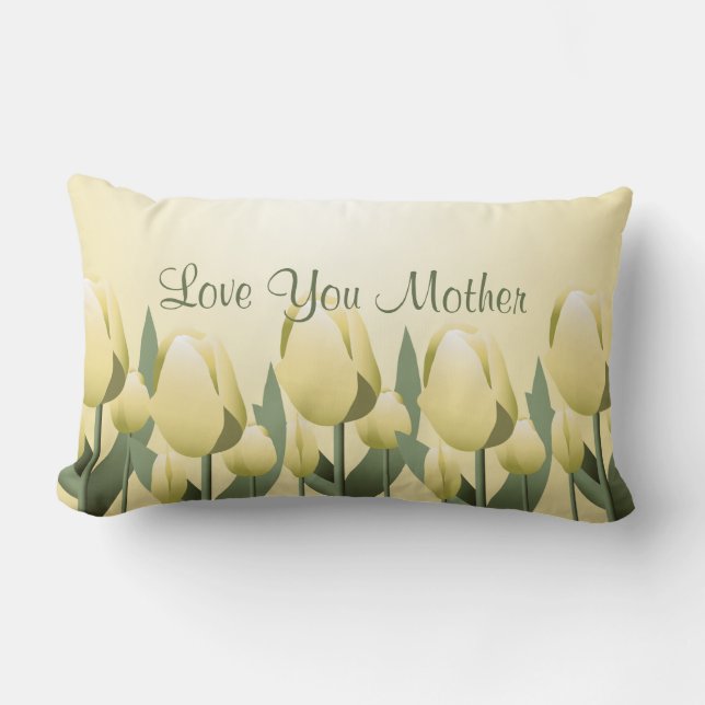 Cojín Lumbar Primavera Día de la Madre Tulips amar a mamá Lumba (Anverso)
