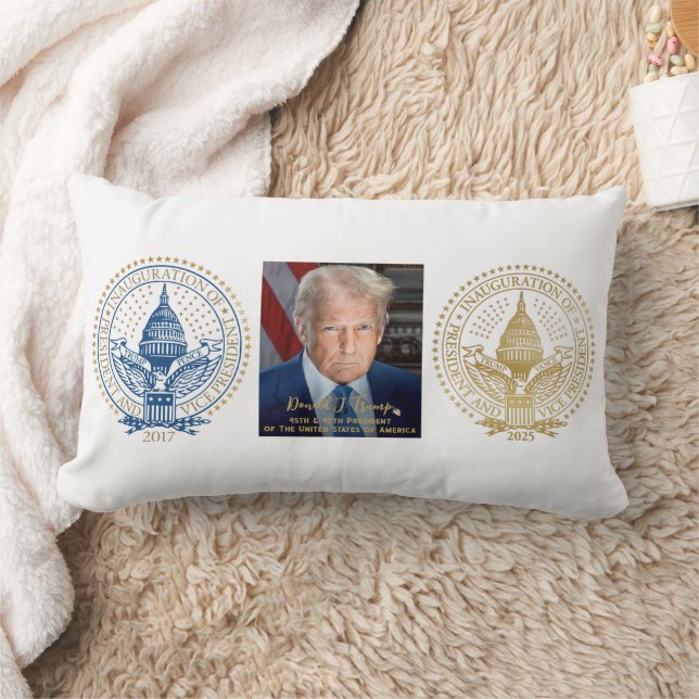 Cojín Lumbar Primer y segundo sello inaugural de Donald Trump (Manta)