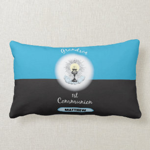 Cojín Lumbar Primera comunión del nieto, taza azul